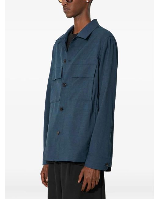 Paul Smith Blue Double-Pocket Button-Down Shirt Jacket for men
