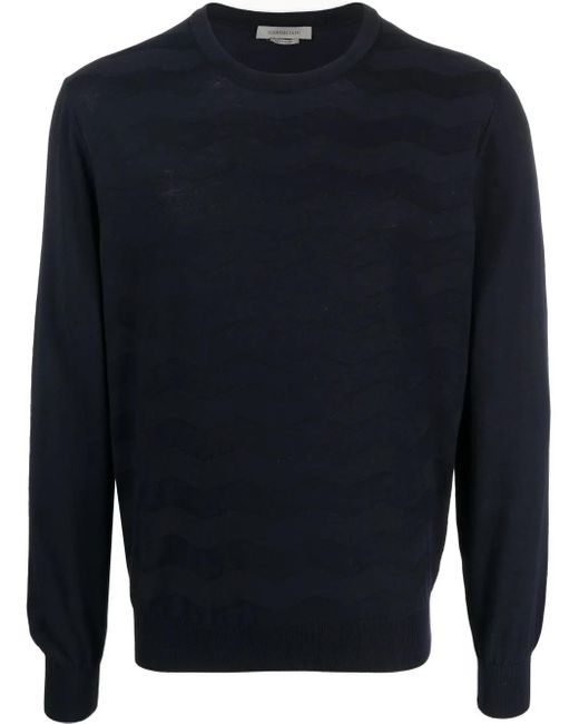 Corneliani Blue Round-Neck Knit Jumper for men
