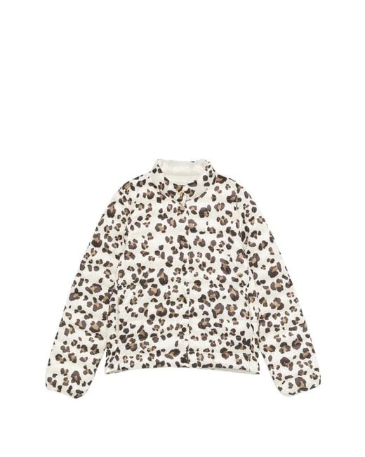 Marella White Leopard-Print Puffer Jacket