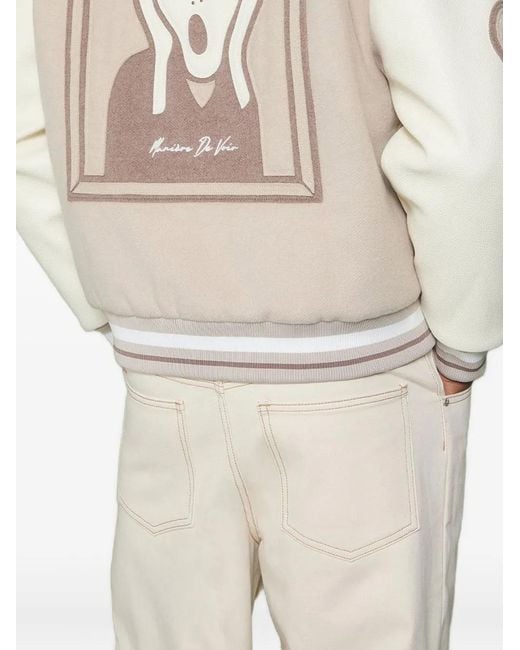 Manière De Voir Natural Wool-Blend Varsity Jacket for men