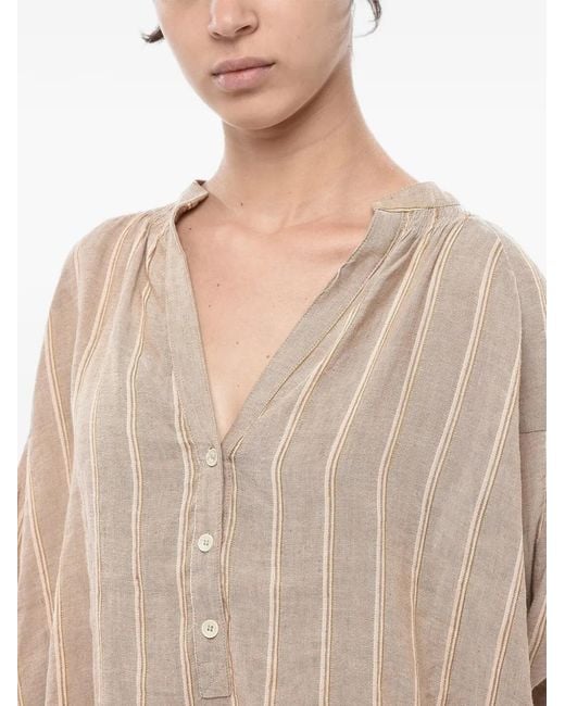 Woolrich Natural Striped V-Neck Blouse