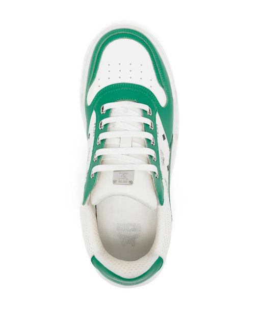 MCM Green Skyward Monogram-Print Low-Top Sneakers for men