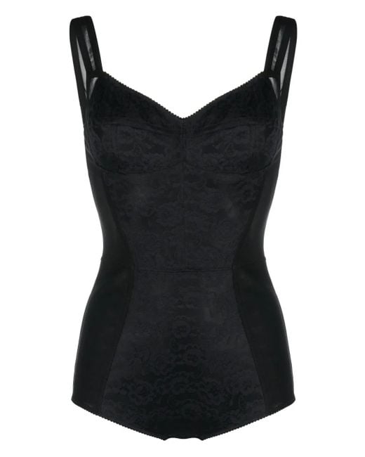 Dolce & Gabbana Black Floral Bodysuit