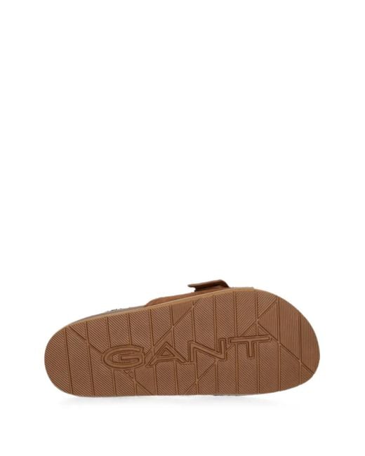 Gant Brown Buckle-Detail Slides