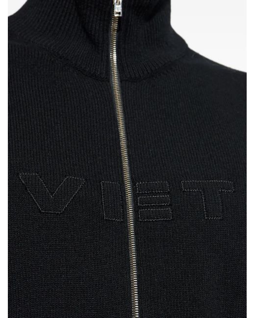 Vetements Black Ribbed Zip-Up Cardigan for men