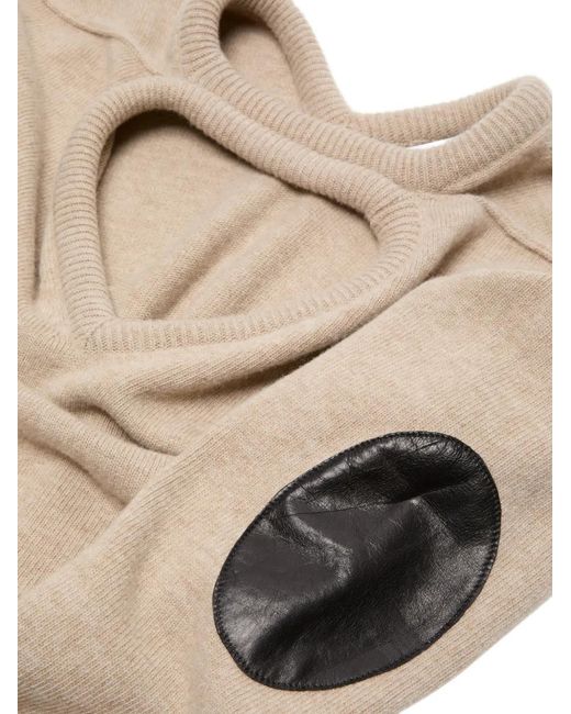 Acne Natural Elbow-Patch V-Neck Sweater