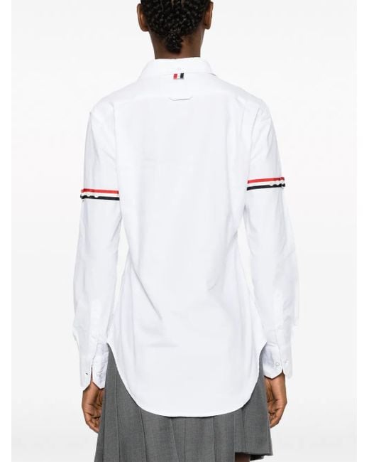 Thom Browne White Striped-grosgrain Cotton Shirt