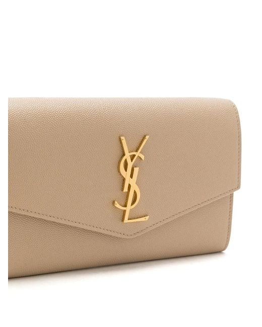 Bolso De Mano Tipo Sobre Con Logo Saint Laurent de color Natural