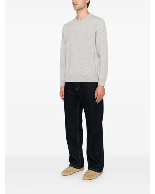 Canali White Crew-Neck Long-Sleeve Sweater for men