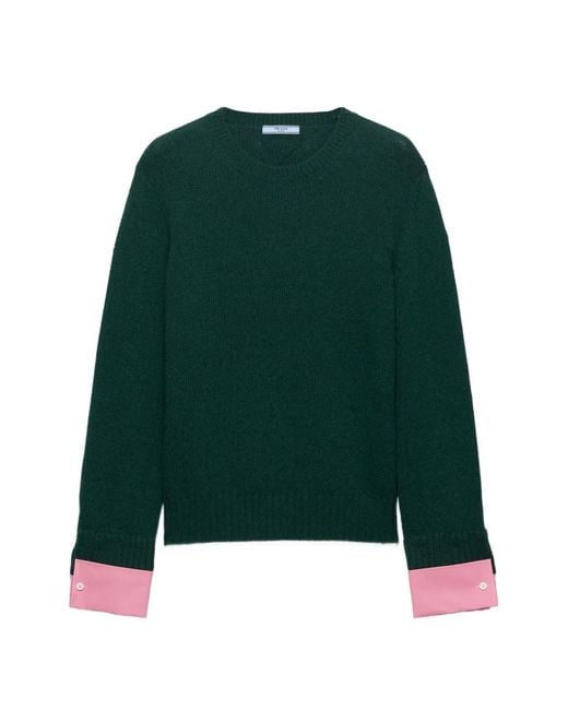 Prada Green Wool And Cashmere Crew-Neck Sweater
