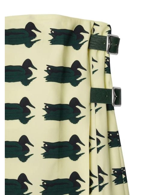 Burberry Green Kilt-Kleid Mit Duck-Print