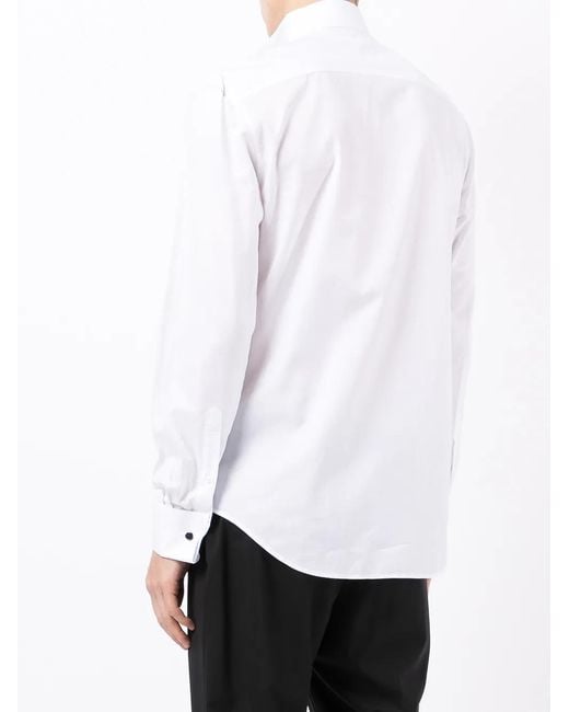 Giorgio Armani White Long-Sleeved Cotton Shirt for men