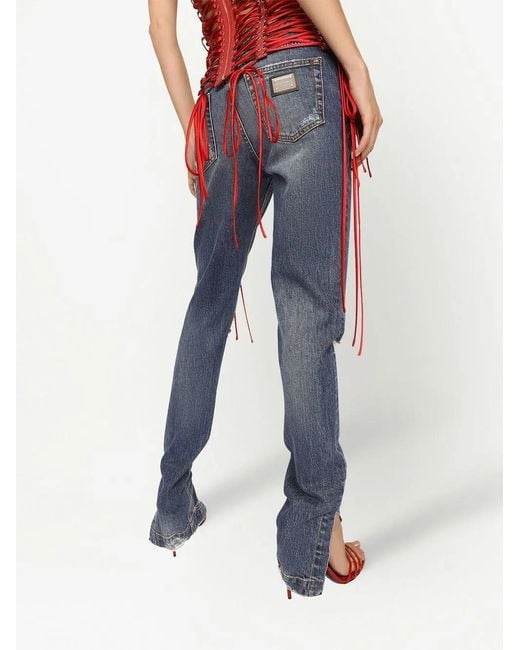 Dolce & Gabbana Blue Girly Distressed Skinny Jeans