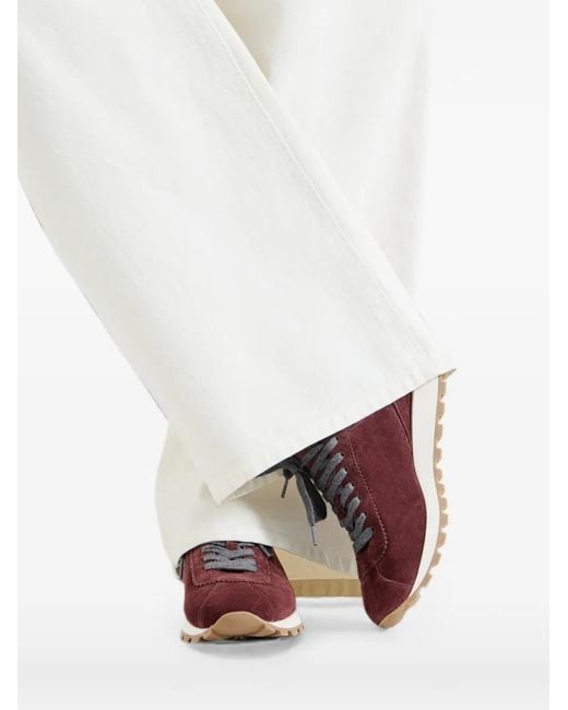 Brunello Cucinelli Purple Suede Runners With Shiny Tab