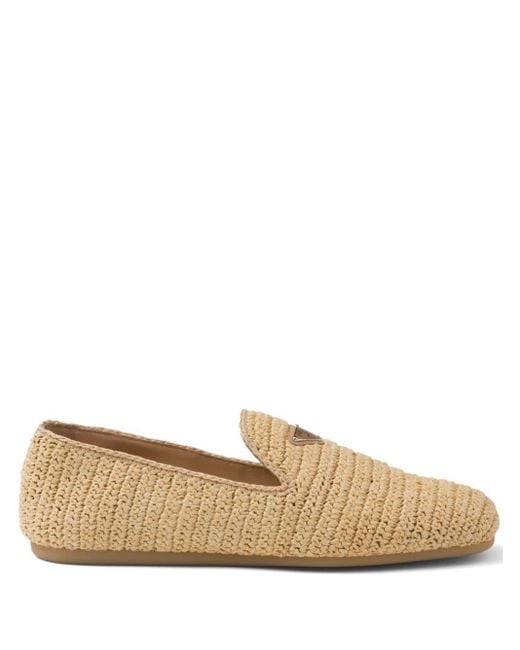 Prada Brown Crochet Slip-On Shoes for men
