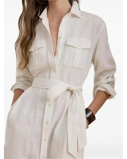 Ralph Lauren White Belted Shirt Dress