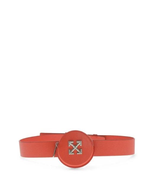 Off-White c/o Virgil Abloh Red Leather Belt With Coin Pocket