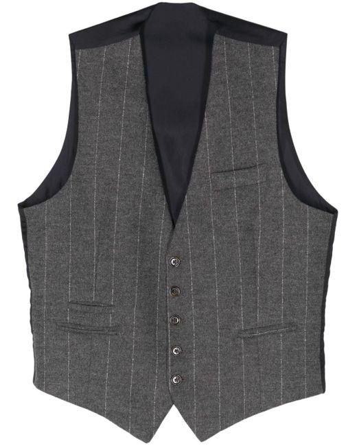 Eleventy Gray Striped Wool Waistcoat for men