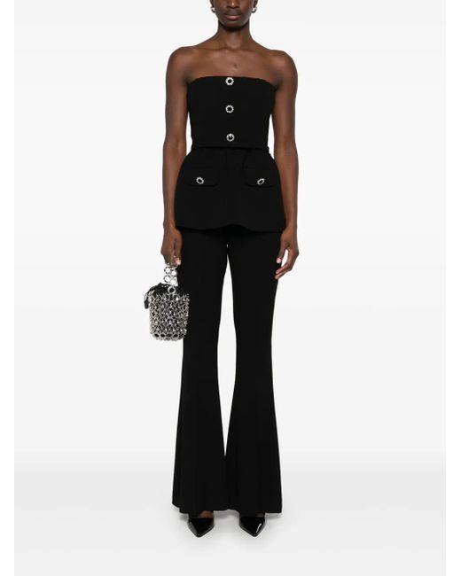 Self-Portrait Black Elegant Crepe Jumpsuit With Belt