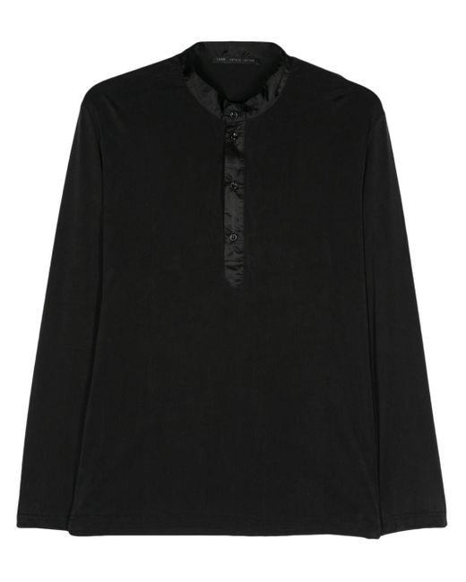 T-shirt Serafino a maniche lunghe di Low Brand in Black da Uomo