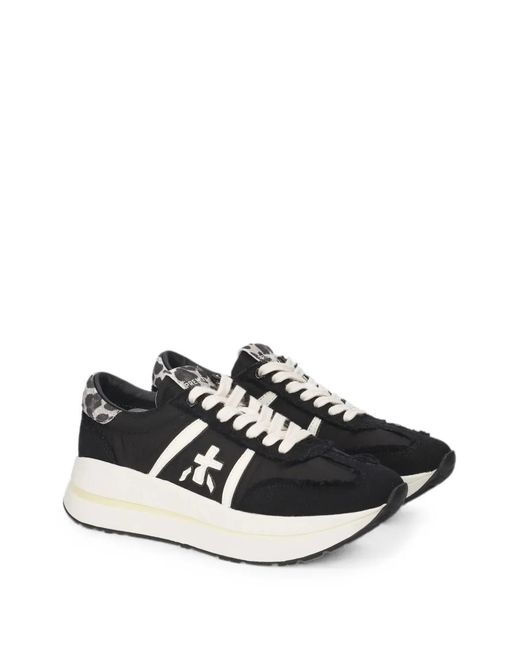 Premiata White Beth Leopard-Print Sneakers