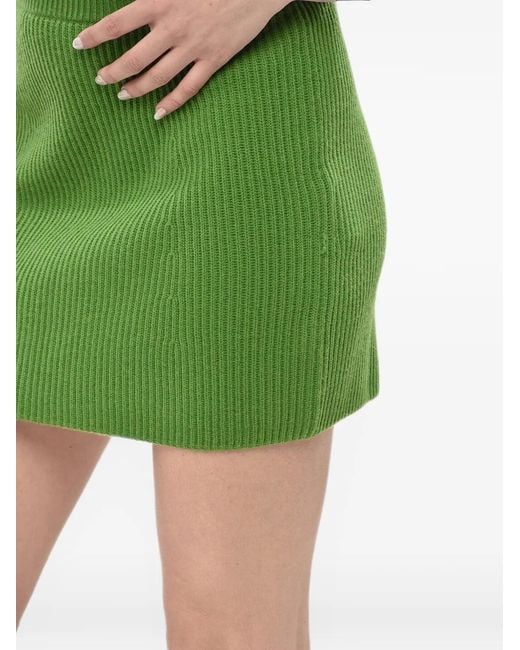 Max Mara Green Mini Ribbed-Knit Elasticated-Waist Skirt