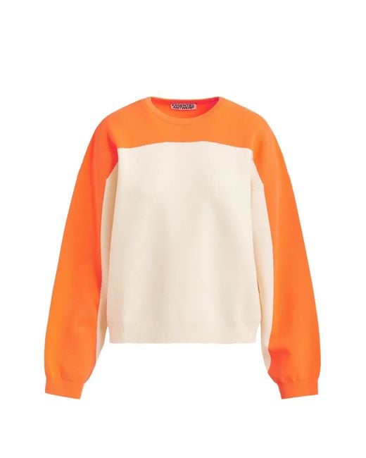 Essentiel Antwerp Orange Two-Tone Ribbed-Cuff Sweatshirt
