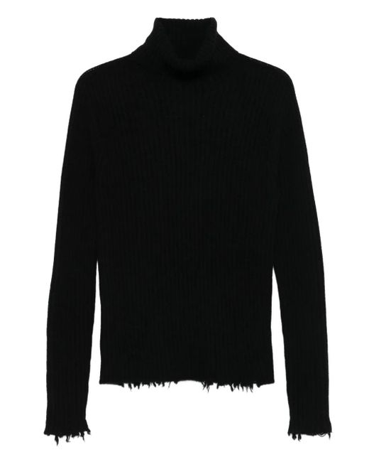 Jersey con bordes deshilachados Uma Wang de color Black