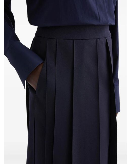 Jil Sander Blue Pleated Front-Wrap Skirt