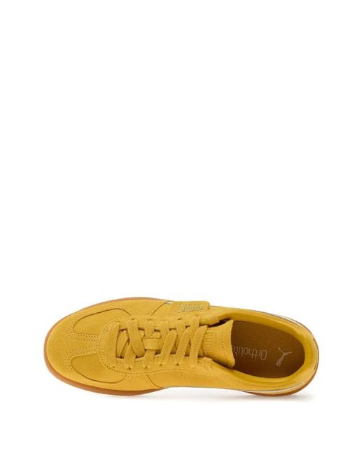 PUMA Yellow Palermo Suede Sneakers