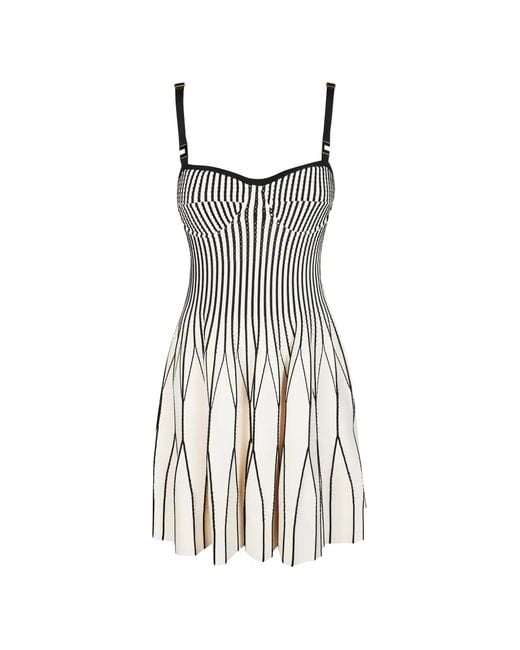 Elisabetta Franchi White Striped Knit Mini Dress