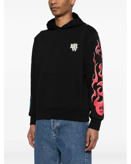 Barrow Black Flame Graphic Hoodie for men
