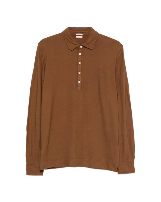 Massimo Alba Brown Raya Long-Sleeves Polo Shirt for men