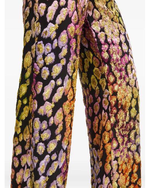 Forte_forte Black Metallic Leopard-Pattern Trousers