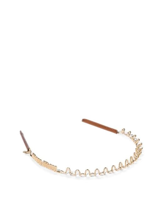 Miu Miu Natural Serre-Tête En Cuir Et Métal