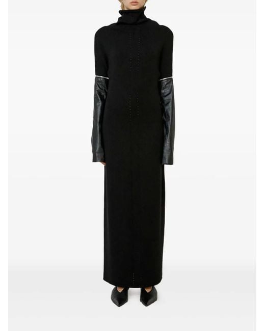 MEIMEIJ Black Rollkragen-Maxikleid mit Einsatz