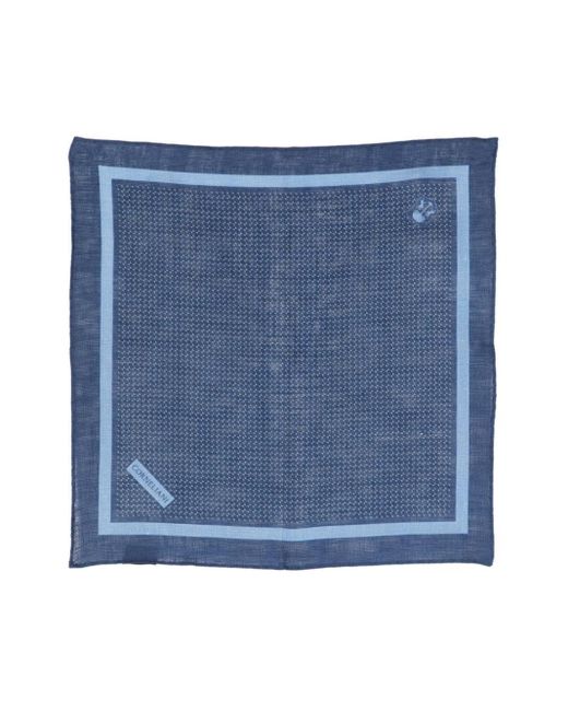 Corneliani Blue Logo-print Linen Handkerchief for men