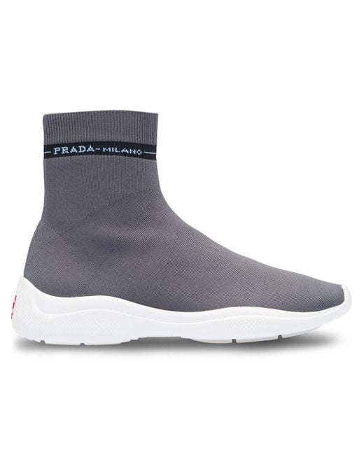 Prada Gray Sock Sneakers
