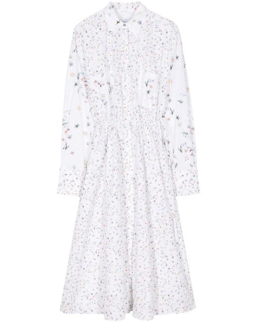 PS by Paul Smith White Floral-pattern Shirt Dress