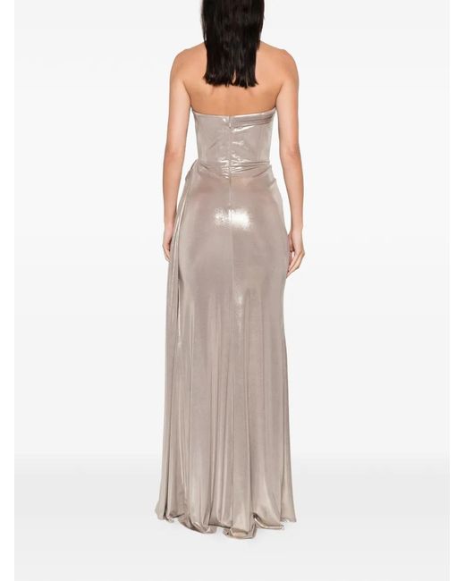 Cristallini Metallic Angelina Draped Strapless Dress