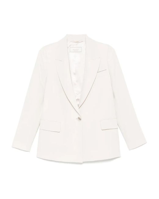 Peserico White Single-Breasted Blazer
