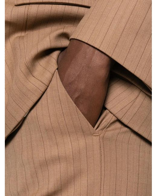 Maje Natural Belt-Loop Pinstriped Trousers