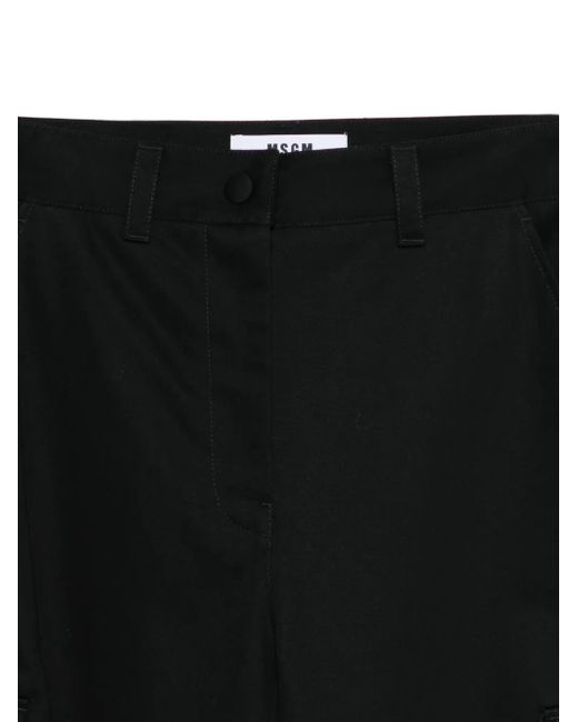 MSGM Black Cargo-Pocket Trousers