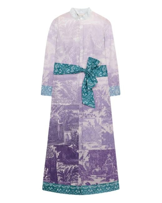 Pierre Louis Mascia Diomedes プリント ベルテッドシャツドレス Purple