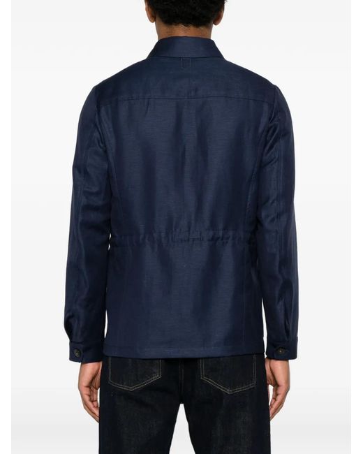 Canali Blue Veste Zippée À Design Multi-Poches for men