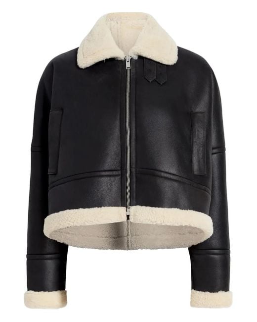 Proenza Schouler Black Leather Shearling-Linen Jacket
