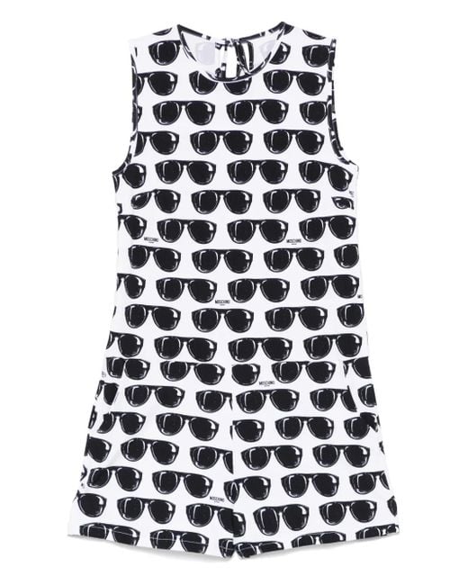 Moschino White Sunglasses-Print Playsuit