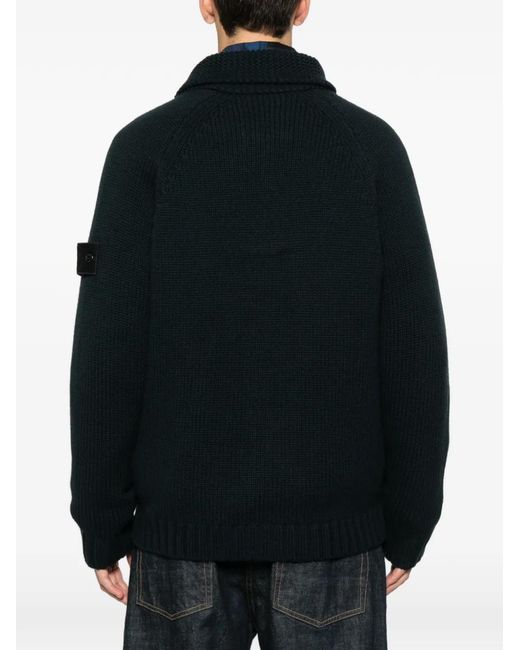 Stone Island Black Zip-Up Cardigan for men