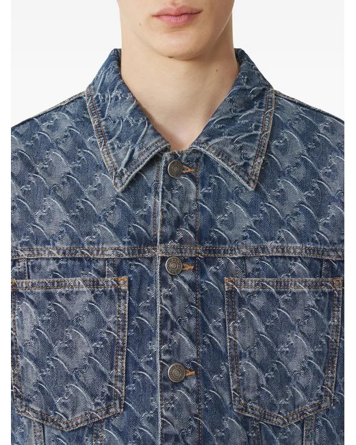 Lanvin Blue Monogram-Jacquard Denim Jacket for men