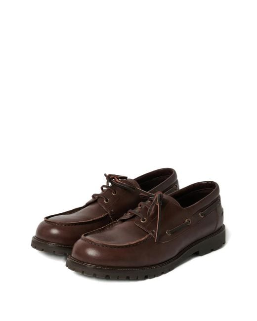 Studio Nicholson Brown Chaussures Bateau Guston En Cuir À Bords Francs for men
